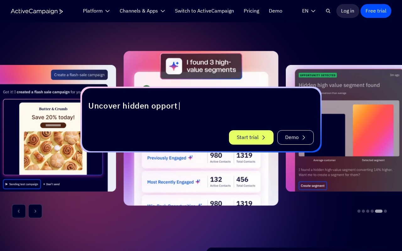 Screenshot of the ActiveCampaign website