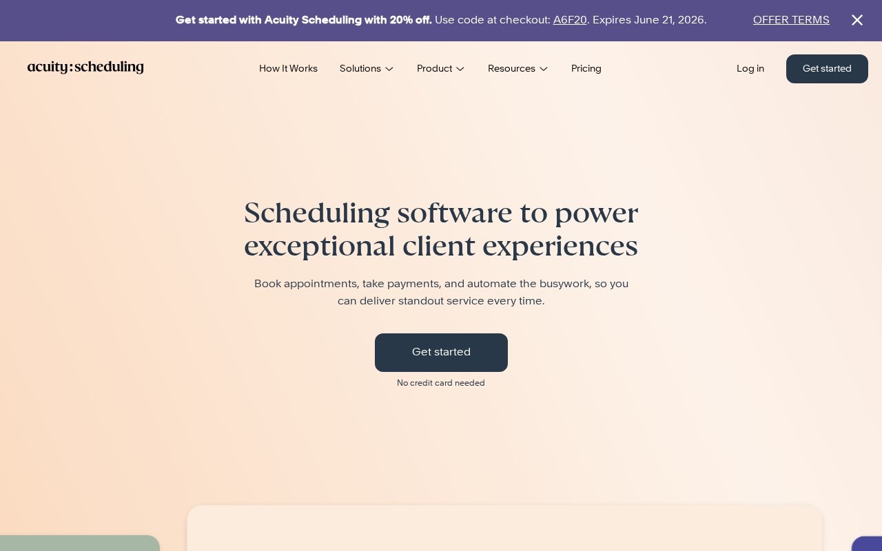 Screenshot of the Acuity Scheduling website