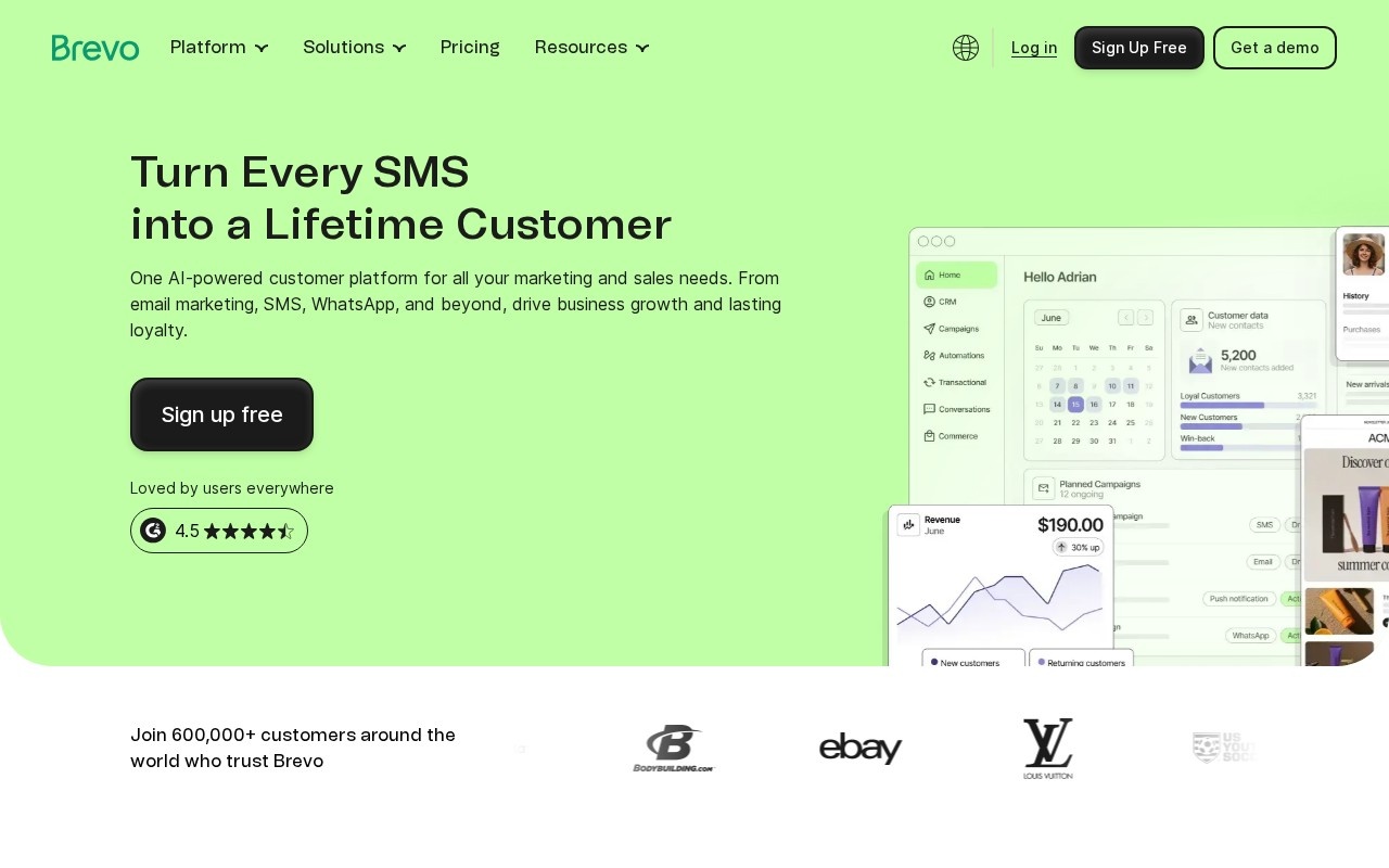 Screenshot of the Brevo website