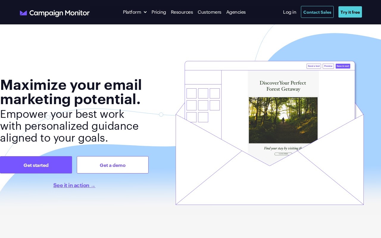 Screenshot of the Campaign Monitor website