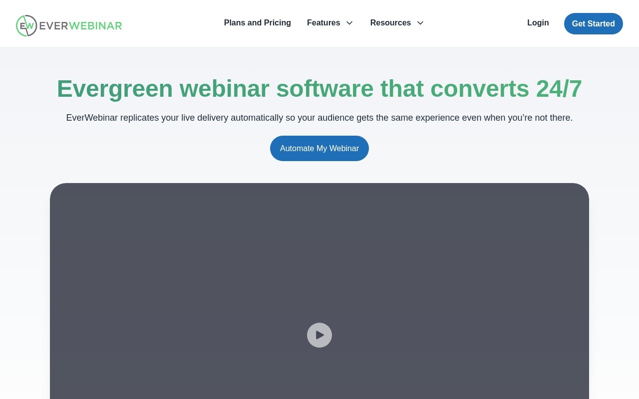 Screenshot of the EverWebinar website