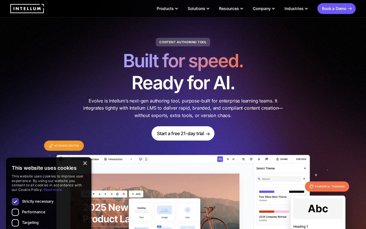 Screenshot of the Evolve website
