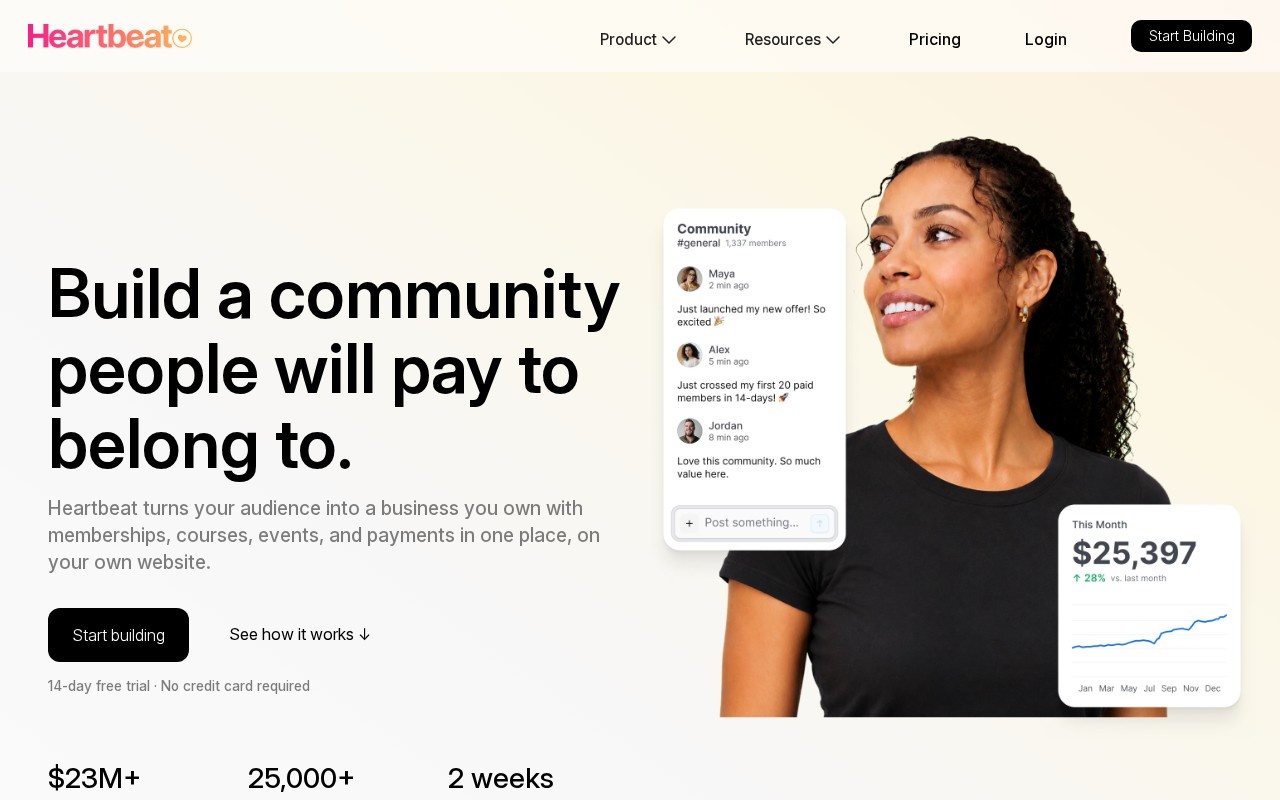 Screenshot of the Heartbeat website