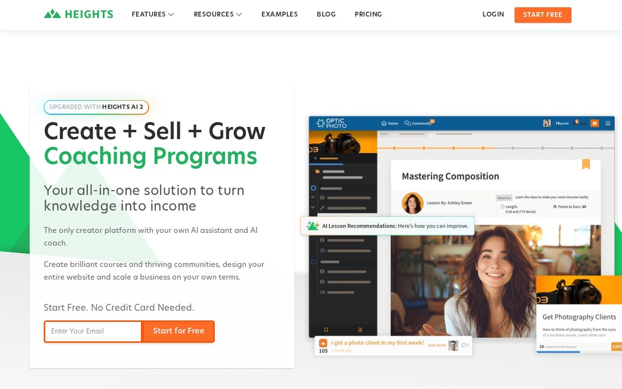 Screenshot of the Heights Platform website