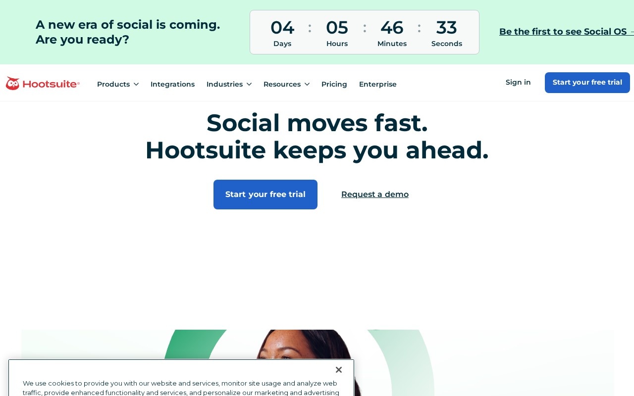 Screenshot of the Hootsuite website
