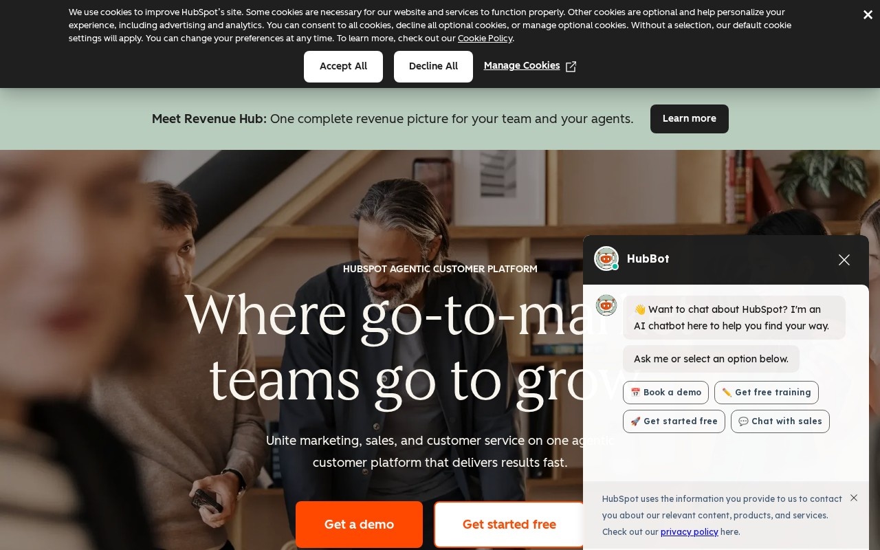 Screenshot of the HubSpot website