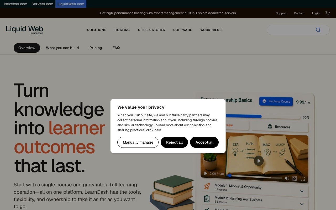 Screenshot of the LearnDash website