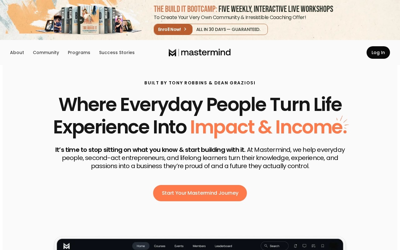 Screenshot of the Mastermind.com website