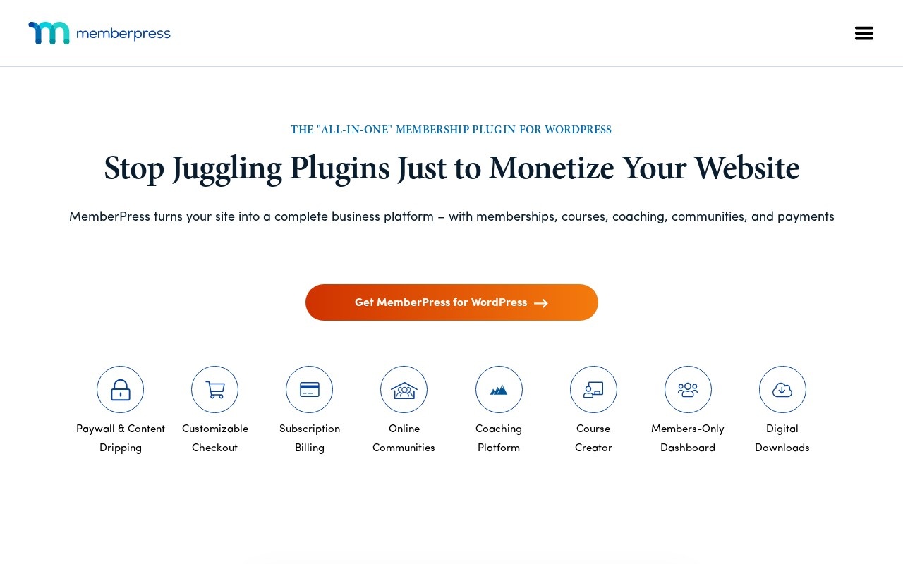 Screenshot of the MemberPress website