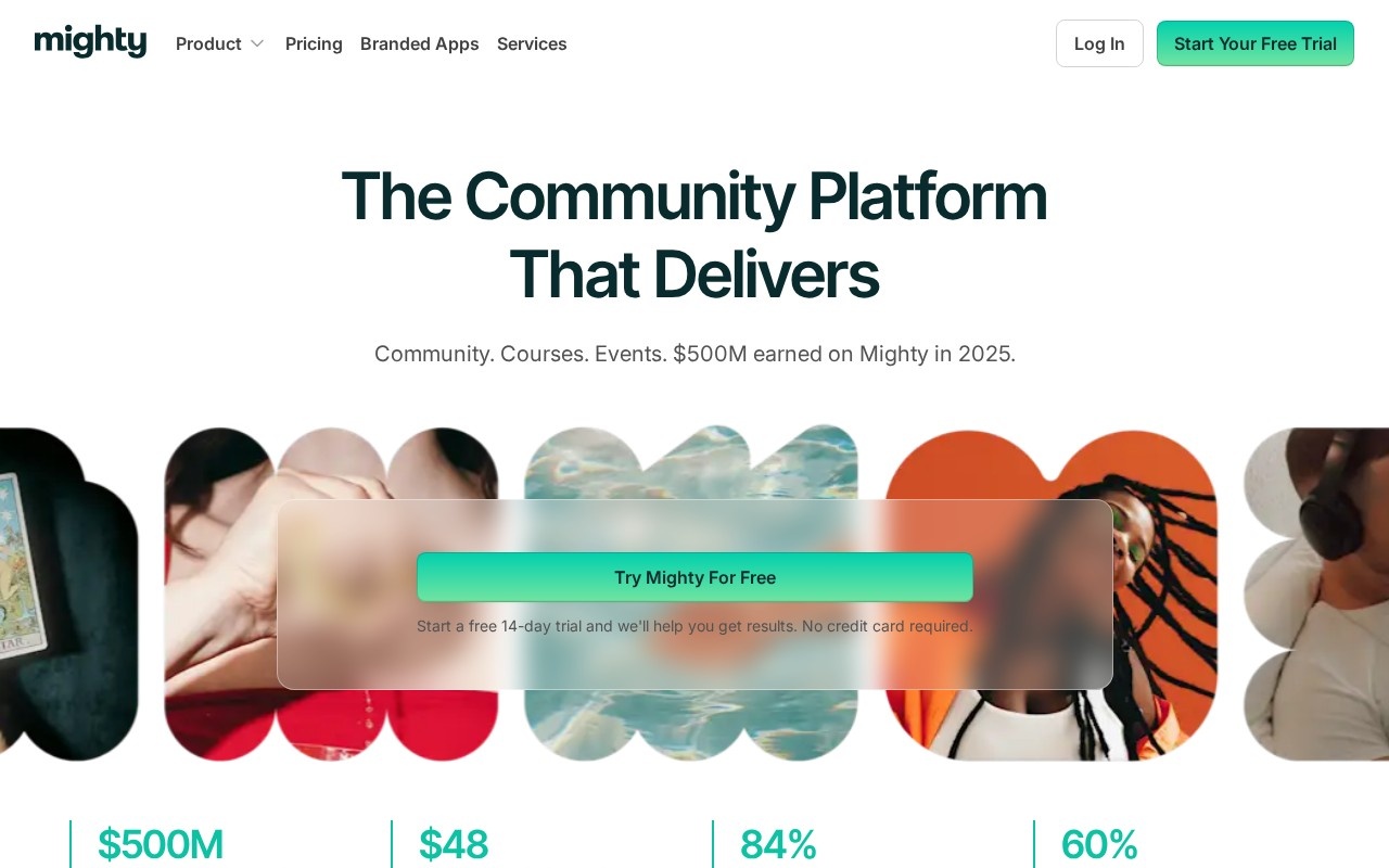 Screenshot of the Mighty Networks website