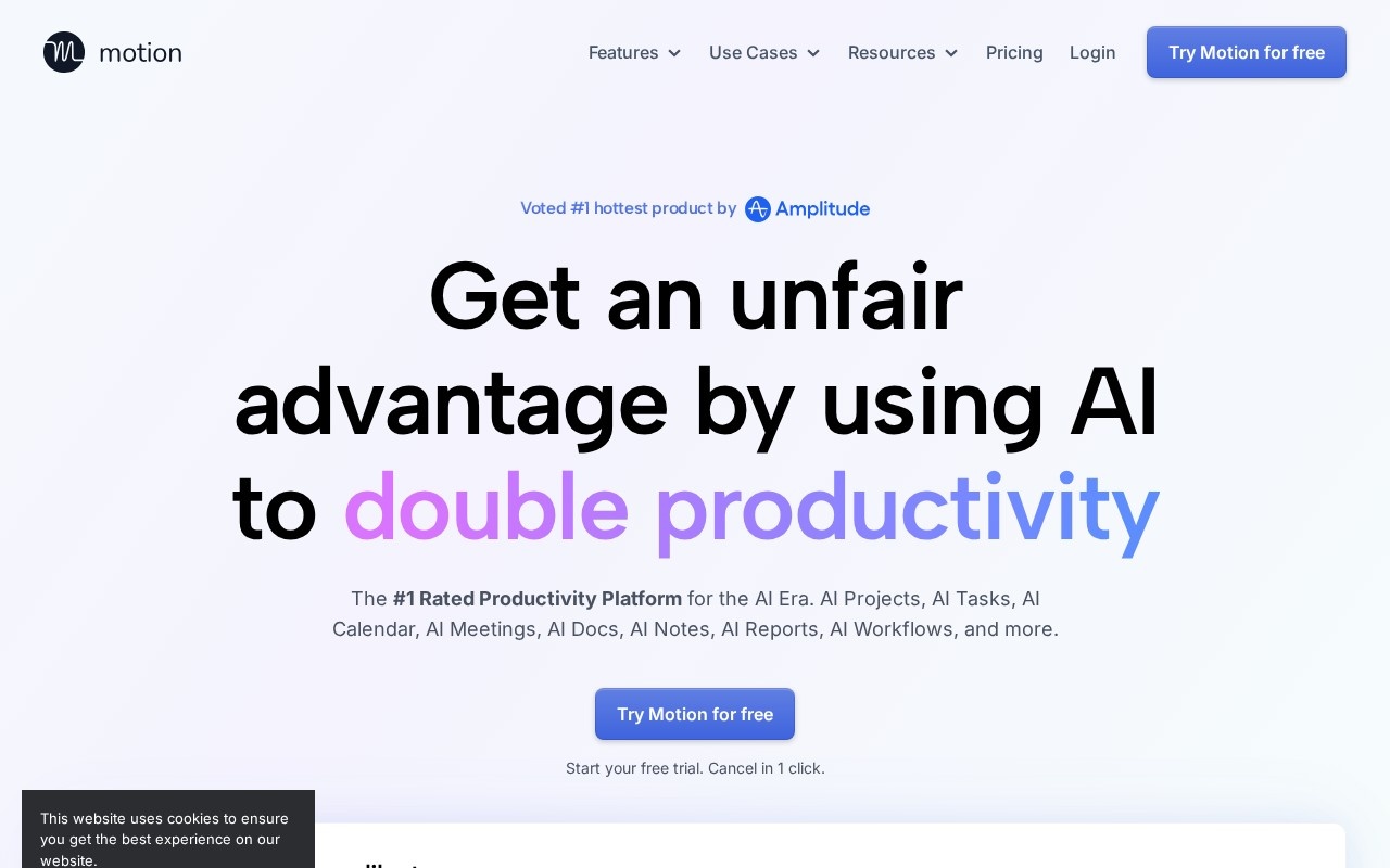 Screenshot of the Motion website