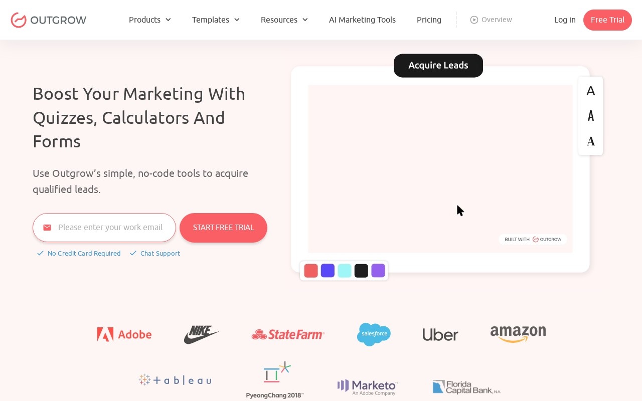 Screenshot of the Outgrow website
