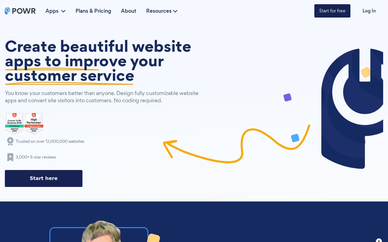 Screenshot of the POWR website