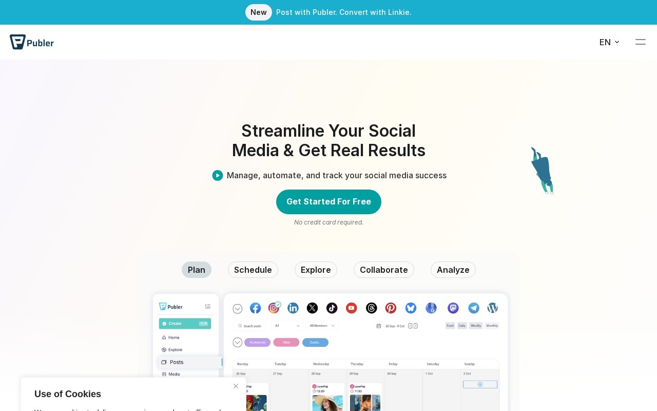Screenshot of the Publer website