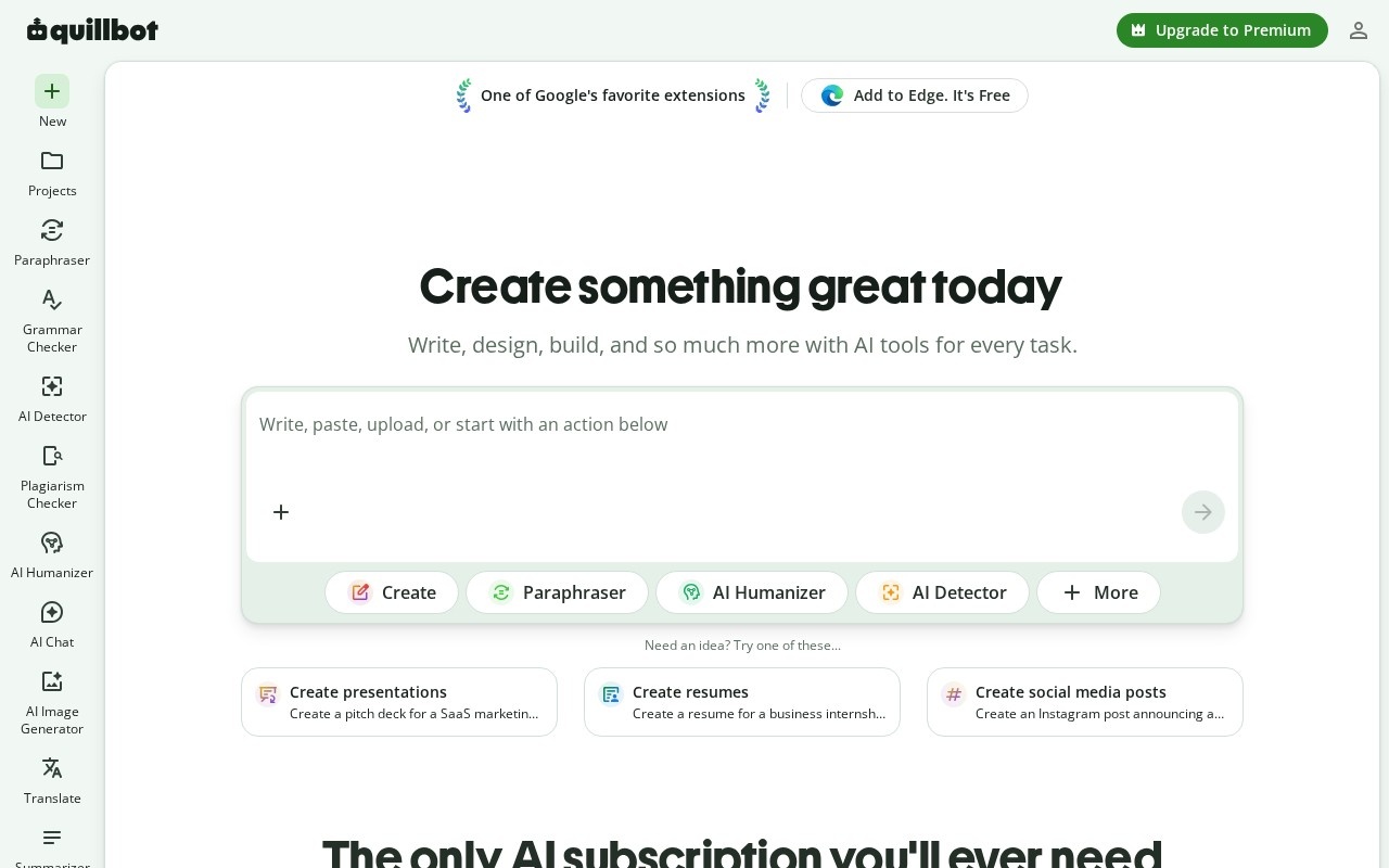 Screenshot of the QuillBot website
