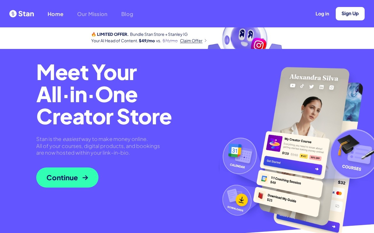 Screenshot of the Stan Store website