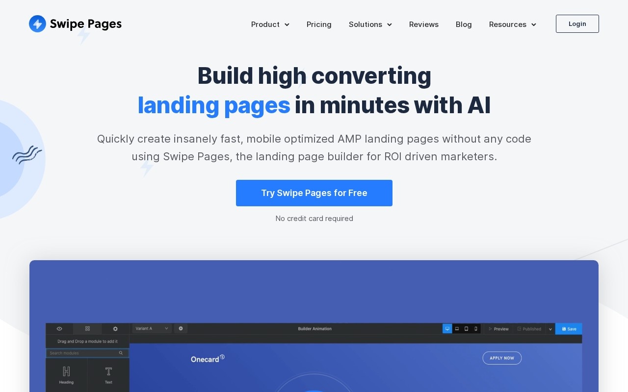Screenshot of the Swipe Pages website