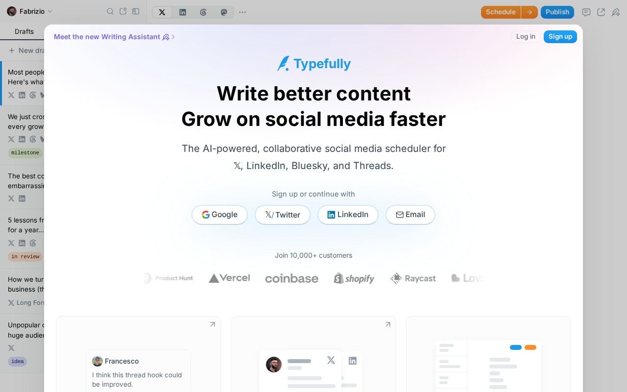 Screenshot of the Typefully website