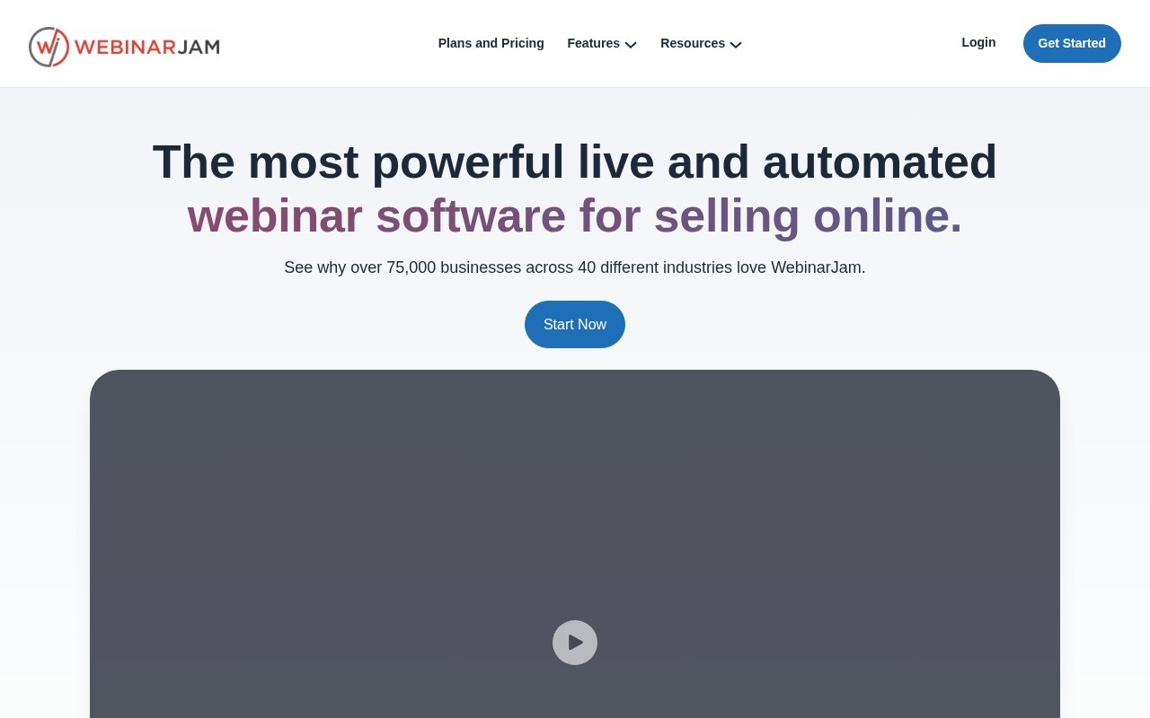 Screenshot of the WebinarJam website