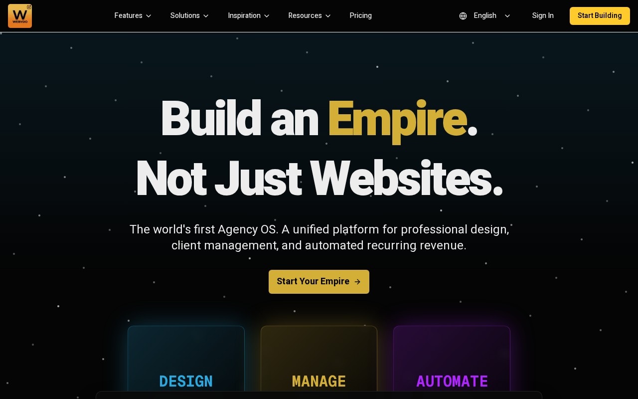 Screenshot of the Webydo website