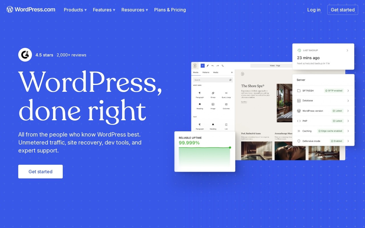Screenshot of the WordPress.com website