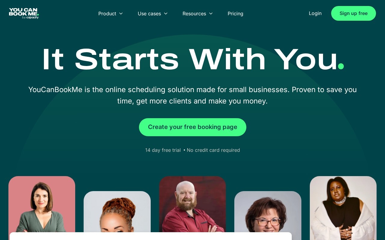 Screenshot of the YouCanBook.me website