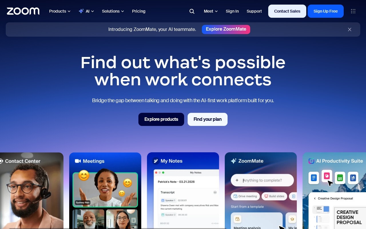 Screenshot of the Zoom Webinars website